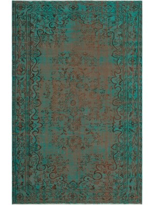 Atina Yeşil Eskitme Yün Modern Desenli Yün Hav Toz Vermez Leke Tutmayan Salon Yolluk Mutfak El Dokuma Halı