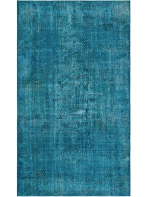 Hali.Net 166x281 cm Bej Turkuaz Soyut Vintage Eskitme Halı | Salon Yatak Odası Halısı | Hav Vermez | UNİQUE-27648