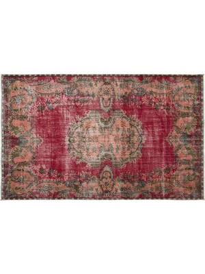 Kırmızı Göbekli Yün Modern Desenli Yün Hav Toz Vermez Leke Tutmayan Salon Yolluk Mutfak El Dokuma Halı