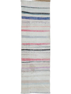 Hali.Net 80x261 cm Bej Vintage Anadolu Yün Halı | Yolluk Koridor Mutfak Halısı | Doğal Yün El Yapımı El Dokuma Hav Vermez | UNİQUE-32297