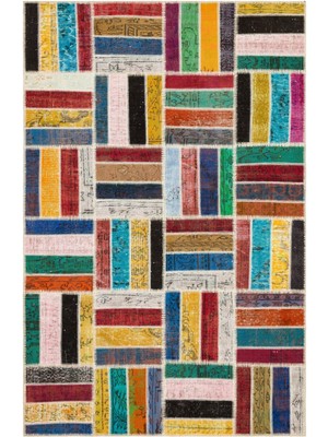 Atina Turkuaz Eskitme Yün Modern Desenli Yün Hav Toz Vermez Leke Tutmayan Salon Yolluk Mutfak El Dokuma Halı