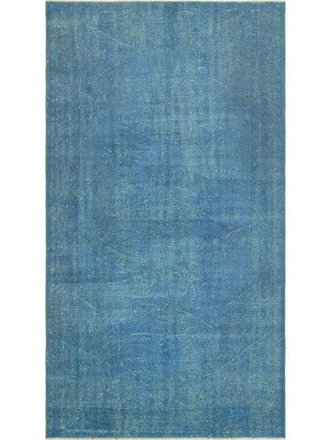 Hali.Net 147x278 cm Bej Mavi Belirsiz Vintage Eskitme Halı | Salon Yatak Odası Halısı | Hav Vermez | UNİQUE-28655