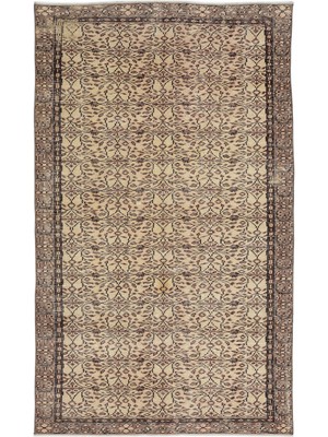 Hali.Net 157x267 cm Bej Vintage Anadolu Yün Halı | Salon Yatak Odası Halısı | Doğal Yün El Yapımı El Dokuma Hav Vermez | UNİQUE-9638
