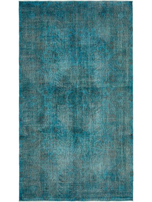 Hali.Net 172x301 cm Kahverengi Turkuaz Soyut Eskitme Eskitme Halı | Salon Yatak Odası Halısı | Hav Vermez | UNİQUE-19984