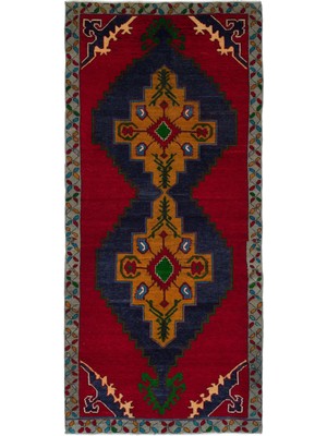 Hali.Net 148x330 cm Kahverengi Kırmızı Geometrik Etnik Geleneksel Halı | Salon Halısı | Hav Vermez | UNİQUE-31537