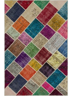 Hali.Net 160x230 cm Bej Çok Renkli Çeşitli Bohem Patchwork Halı | Salon Yatak Odası Halısı | Hav Vermez | UNİQUE-22058