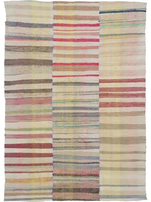 Hali.Net 205x285 cm Siyah Krem Bohem Çizgili Halı | Salon Yatak Odası Halısı | Hav Vermez | UNİQUE-32463