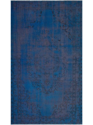 Atina Mavi Eskitme Yün Modern Desenli Yün Hav Toz Vermez Leke Tutmayan Salon Yolluk Mutfak El Dokuma Halı