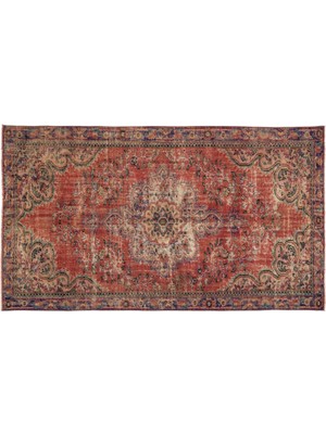 Kırmızı Göbekli Yün Modern Desenli Yün Hav Toz Vermez Leke Tutmayan Salon Yolluk Mutfak El Dokuma Halı