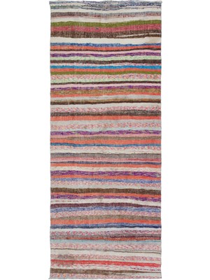 Hali.Net 143x354 cm Çok Renkli Atina Anadolu Yün Halı | Salon Yatak Odası Halısı | Doğal Yün El Yapımı El Dokuma Hav Vermez | UNİQUE-31749