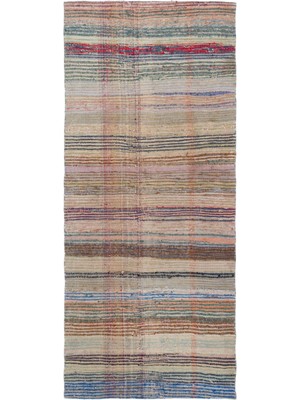 Teselya Kahverengi Çizgili Yün Modern Desenli Yün Hav Toz Vermez Leke Tutmayan Salon Yolluk Mutfak El Dokuma Halı