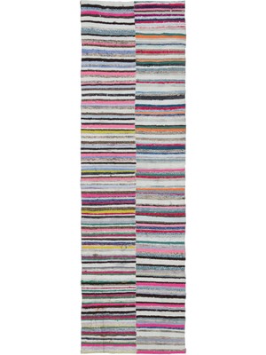 Hali.Net 98x328 cm Mor Vintage Anadolu Eskitme Yün Halı | Yolluk Koridor Mutfak Halısı | Doğal Yün El Yapımı El Dokuma Hav Vermez | UNİQUE-32031