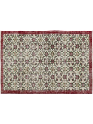 Kırmızı Eskitme Yün Modern Desenli Yün Hav Toz Vermez Leke Tutmayan Salon Yolluk Mutfak El Dokuma Halı