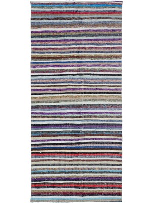 Hali.Net 150x327 cm Mavi Atina Anadolu Yün Halı | Salon Yatak Odası Halısı | Doğal Yün El Yapımı El Dokuma Hav Vermez | UNİQUE-32304