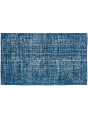 Mavi Eskitme Yün Modern Desenli Yün Hav Toz Vermez Leke Tutmayan Salon Yolluk Mutfak El Dokuma Halı