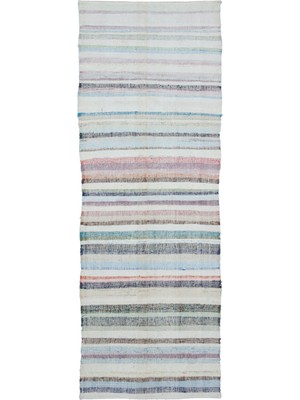 Hali.Net 97x280 cm Bej Krem Soyut Bohem Çizgili Halı | Mutfak Yolluk Halısı | Hav Vermez | UNİQUE-32603