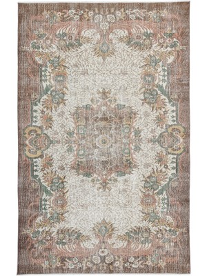 Hali.Net 177x290 cm Bej Çiçekli Vintage Geleneksel Halı | Salon Yatak Odası Halısı | Hav Vermez | UNİQUE-15771
