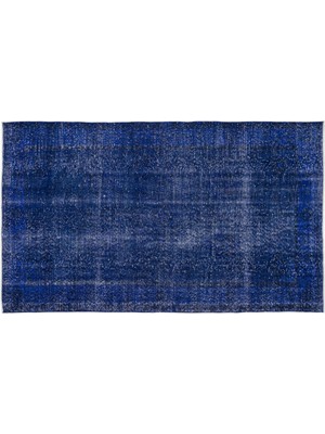 Mavi Eskitme Yün Modern Desenli Yün Hav Toz Vermez Leke Tutmayan Salon Yolluk Mutfak El Dokuma Halı