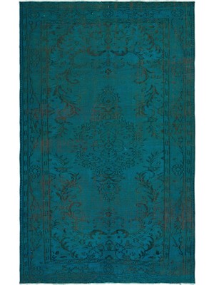 Hali.Net 157x253 cm Mavi Turkuaz Medalyon Vintage Geleneksel Halı | Salon Yatak Odası Halısı | Hav Vermez | UNİQUE-23329