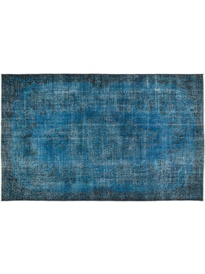 Mavi Eskitme Yün Modern Desenli Yün Hav Toz Vermez Leke Tutmayan Salon Yolluk Mutfak El Dokuma Halı