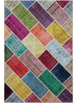 Hali.Net 160x230 cm Bej Çok Renkli Çeşitli Patchwork Patchwork Halı | Salon Yatak Odası Halısı | Hav Vermez | UNİQUE-31287