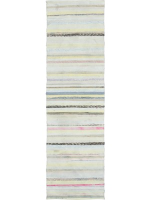 Hali.Net 77x267 cm Bej Krem Bohem Çizgili Halı | Mutfak Yolluk Halısı | Hav Vermez | UNİQUE-31797