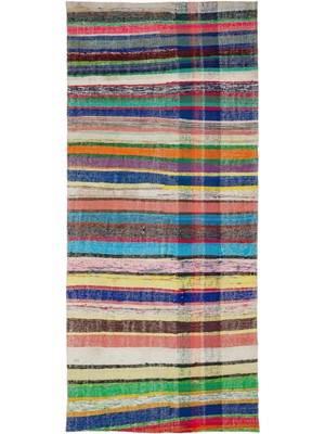 Hali.Net 150x334 cm Çok Renkli Atina Anadolu Yün Halı | Salon Yatak Odası Halısı | Doğal Yün El Yapımı El Dokuma Hav Vermez | UNİQUE-37284