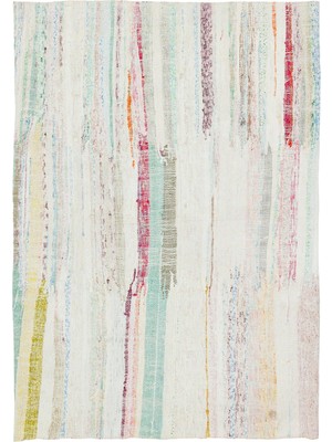 Hali.Net 108x155 cm Siyah Beyaz Soyut Bohem Çizgili Halı | Salon Yatak Odası Halısı | Hav Vermez | UNİQUE-37099