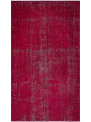 Hali.Net 150x266 cm Yeşil Kırmızı Soyut Vintage Eskitme Halı | Salon Yatak Odası Halısı | Hav Vermez | UNİQUE-24065