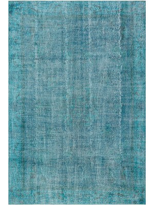 Vintage Yeşil Göbekli Yün Modern Desenli Yün Hav Toz Vermez Leke Tutmayan Salon Yolluk Mutfak El Dokuma Halı