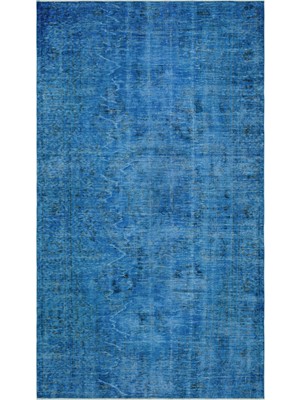 Hali.Net 177x309 cm Çok Renkli Mavi Soyut Vintage Eskitme Halı | Salon Yatak Odası Halısı | Hav Vermez | UNİQUE-29038