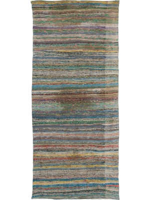 Hali.Net 149x325 cm Çok Renkli Soyut Bohem Çizgili Halı | Salon Yatak Odası Halısı | Hav Vermez | UNİQUE-32124