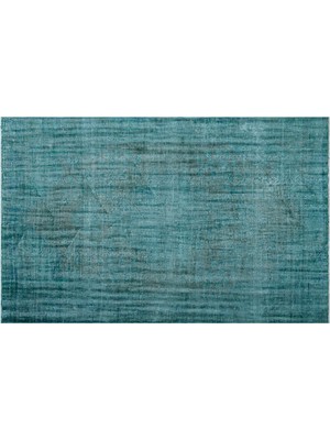 Turkuaz Eskitme Yün Modern Desenli Yün Hav Toz Vermez Leke Tutmayan Salon Yolluk Mutfak El Dokuma Halı