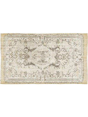 Hali.Net 157x266 cm Bej Vintage Anadolu Eskitme Yün Halı | Salon Yatak Odası Halısı | Doğal Yün El Yapımı El Dokuma Hav Vermez | UNİQUE-10821