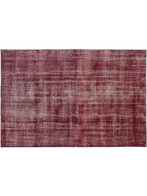 Kırmızı Eskitme Yün Modern Desenli Yün Hav Toz Vermez Leke Tutmayan Salon Yolluk Mutfak El Dokuma Halı