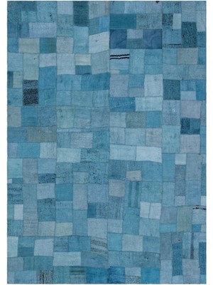 Hali.Net 160x226 cm Bej Mavi Geometrik Bohem Patchwork Halı | Salon Yatak Odası Halısı | Hav Vermez | UNİQUE-33008
