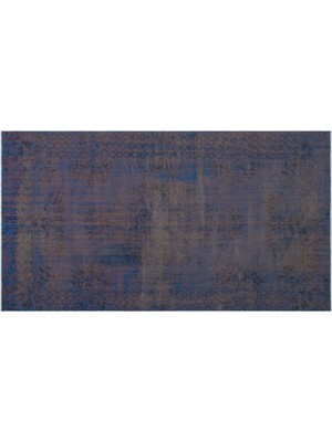 Mavi Eskitme Yün Modern Desenli Yün Hav Toz Vermez Leke Tutmayan Salon Yolluk Mutfak El Dokuma Halı