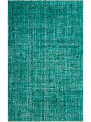 Hali.Net 186x291 cm Mavi Turkuaz Soyut Vintage Eskitme Halı | Salon Yatak Odası Halısı | Hav Vermez | UNİQUE-24375