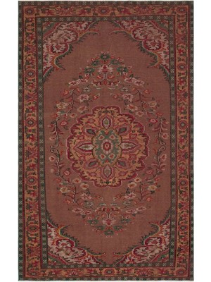Bespoky 182x282 cm Çok Renkli Kahverengi Geleneksel Oryantal Madalyonlu Halı | Salon Yatak Odası Halısı | UNİQUE-28065