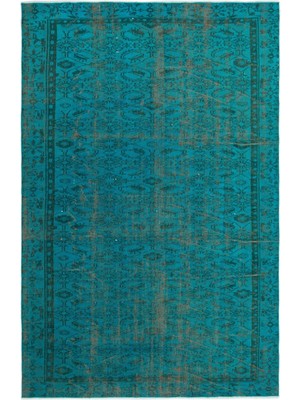 Atina Mavi Eskitme Yün Modern Desenli Yün Hav Toz Vermez Leke Tutmayan Salon Yolluk Mutfak El Dokuma Halı