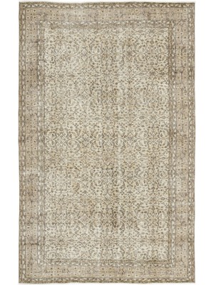 Hali.Net 173x277 cm Bej Bitkisel Vintage Geleneksel Halı | Salon Yatak Odası Halısı | Hav Vermez | UNİQUE-12089