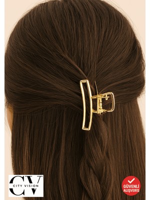 Altın Renk Dikdörtgen Metal Mandal Saç Tokası 4,5 cm Küçük Boy– Şık ve Dayanıklı Toka