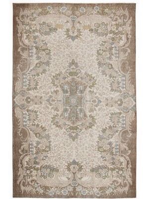 Teselya Bej Patchwork Yün Modern Desenli Yün Hav Toz Vermez Leke Tutmayan Salon Yolluk Mutfak El Dokuma Halı