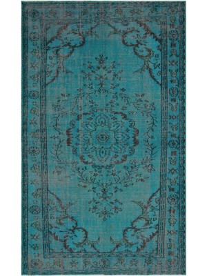 Atina Mavi Eskitme Yün Modern Desenli Yün Hav Toz Vermez Leke Tutmayan Salon Yolluk Mutfak El Dokuma Halı