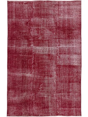 Atina Kırmızı Eskitme Yün Modern Desenli Yün Hav Toz Vermez Leke Tutmayan Salon Yolluk Mutfak El Dokuma Halı