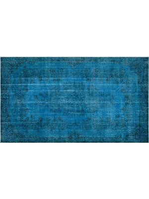 Turkuaz Eskitme Yün Modern Desenli Yün Hav Toz Vermez Leke Tutmayan Salon Yolluk Mutfak El Dokuma Halı