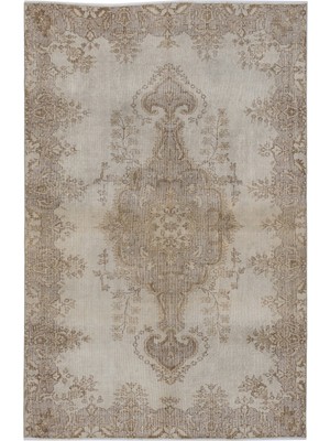 Hali.Net 170x258 cm Bej Çiçekli Vintage Medalyonlu Halı | Salon Halısı | Hav Vermez | UNİQUE-8541