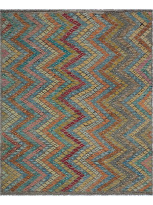 Hali.Net 202x245 cm Mavi Çok Renkli Çiçeksi Bohem Geometrik Halı | Salon Yatak Odası Halısı | Hav Vermez | UNİQUE-30134