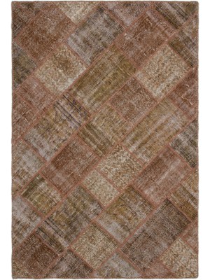 Atina Turuncu Eskitme Yün Modern Desenli Yün Hav Toz Vermez Leke Tutmayan Salon Yolluk Mutfak El Dokuma Halı