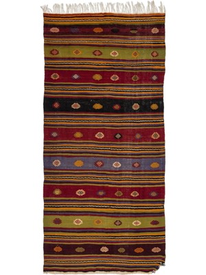 Hali.Net 153x323 cm Sarı Atina Anadolu Yün Halı | Salon Yatak Odası Halısı | Doğal Yün El Yapımı El Dokuma Hav Vermez | UNİQUE-876